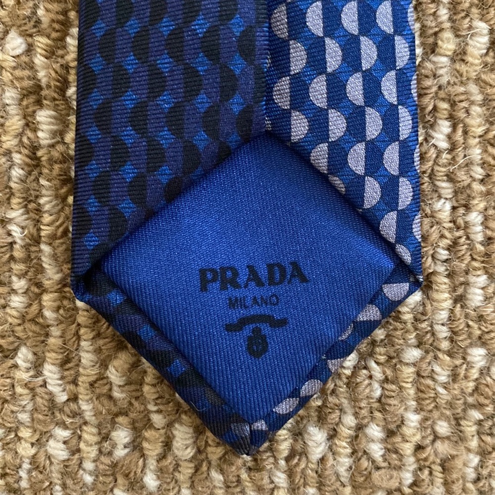 Prada / Men’s Slim Tie / Blue Black Gray / OS - Picture 3 of 8